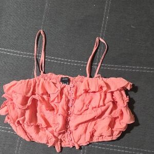 Forever 21 Pink Ruffle Detail Crop Top
